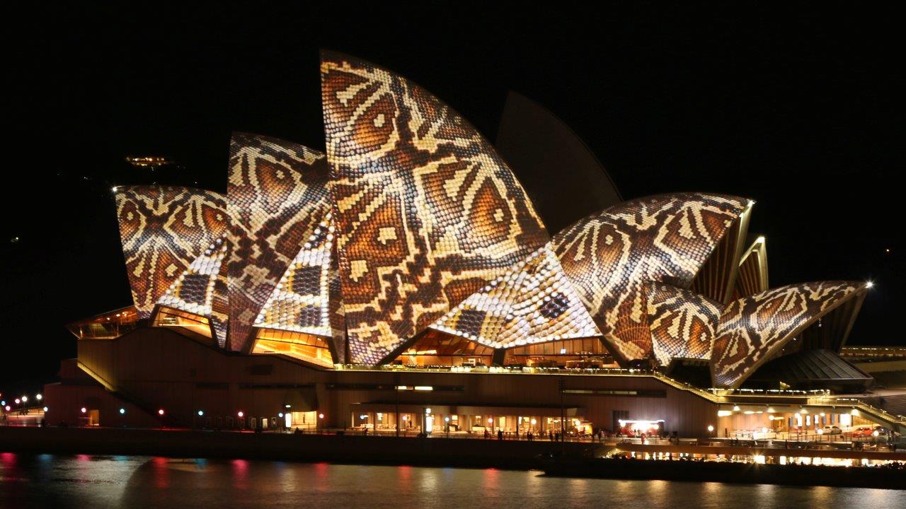 Sydney Vivid Festival - Snakeskin on the Sydney Opera House in Australia
